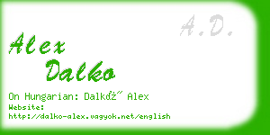 alex dalko business card